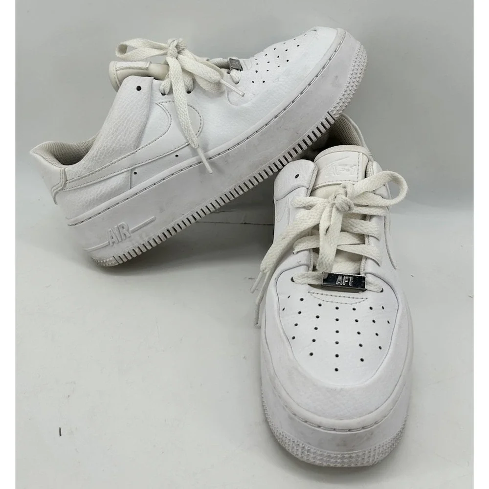 Nike Air Force 1 Sage Low White Platform Sneakers AR5339-100 White Women's 7.5